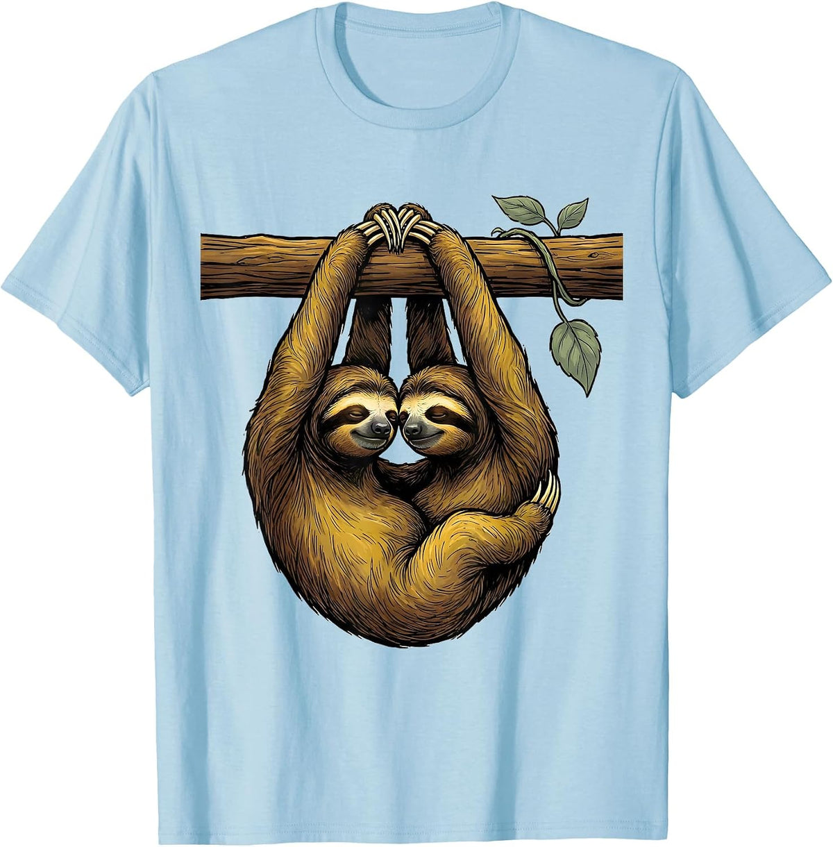Interlocked Sloths Funny Sloth Lover Gift T-Shirt - Baby Blue
