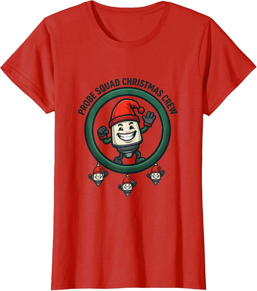 Women's Probe Squad Christmas Crew Funny Sonographer Ultrasound Tech T-Shirt - Red