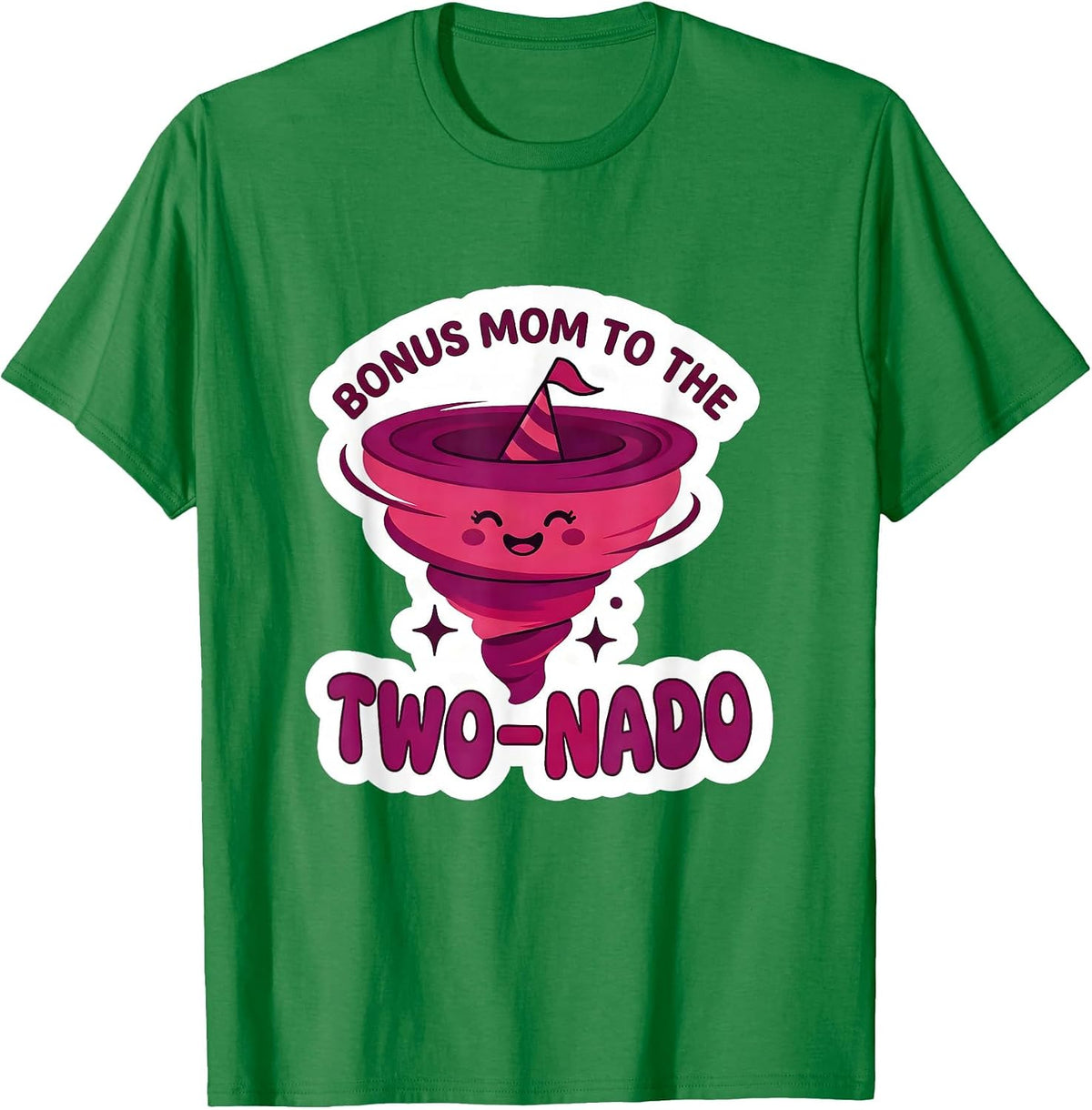Men's Bonus Mom to the Two-Nado Funny Toddler Birthday Party T-Shirt - Kelly Green