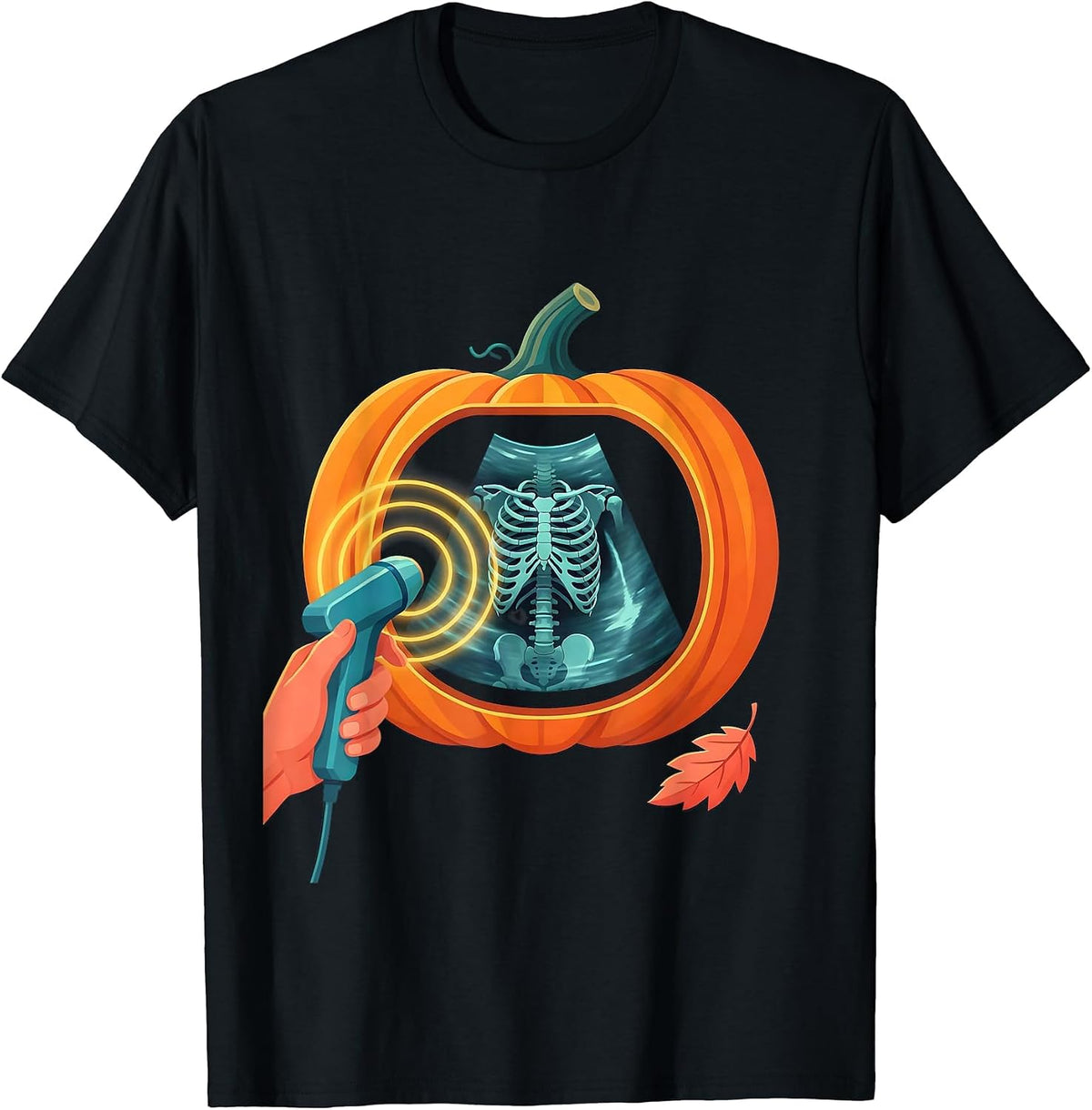 Men's Ultrasound Tech Halloween Radiology Tech Pumpkin Scan T-Shirt - Black