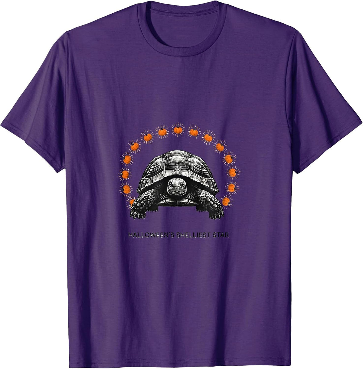Men's Halloween's Shelliest Star Minimalist Turtle Costume Novelty T-Shirt - Purple