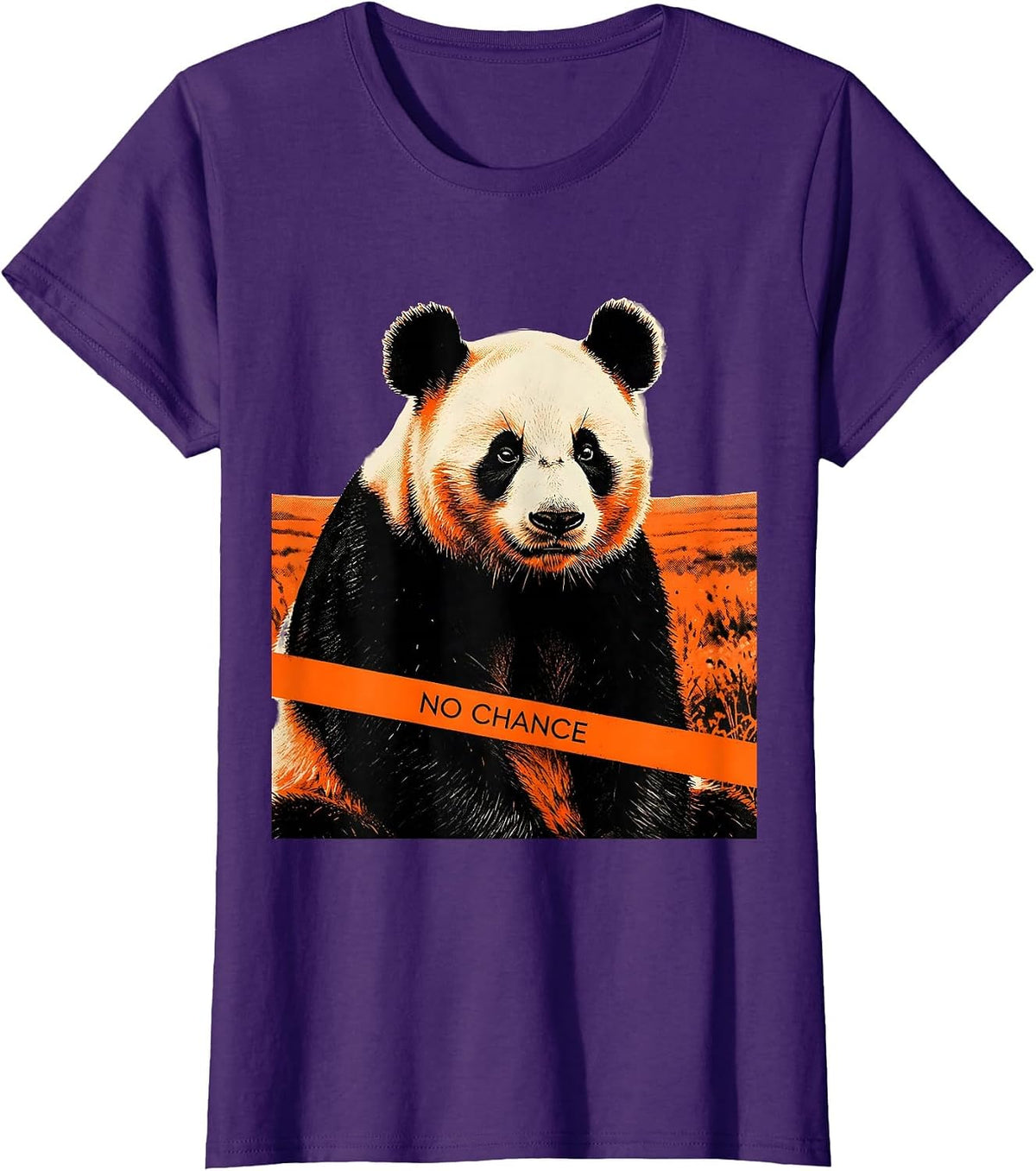 Women's No Chance Risograph Panda Bear Novelty Animal Humor Gift T-Shirt - Purple