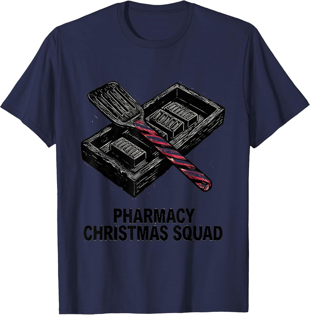 Pharmacy Christmas Squad Funny Pharmacy Tech Matching T-Shirt - Navy Blue