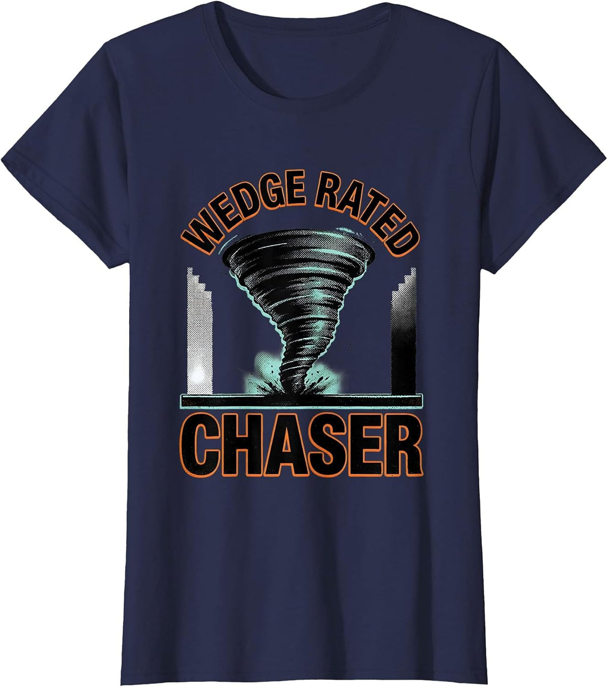 Women's Wedge Rated Chaser Funny Storm Chaser Tornado Enthusiast T-Shirt - Navy Blue