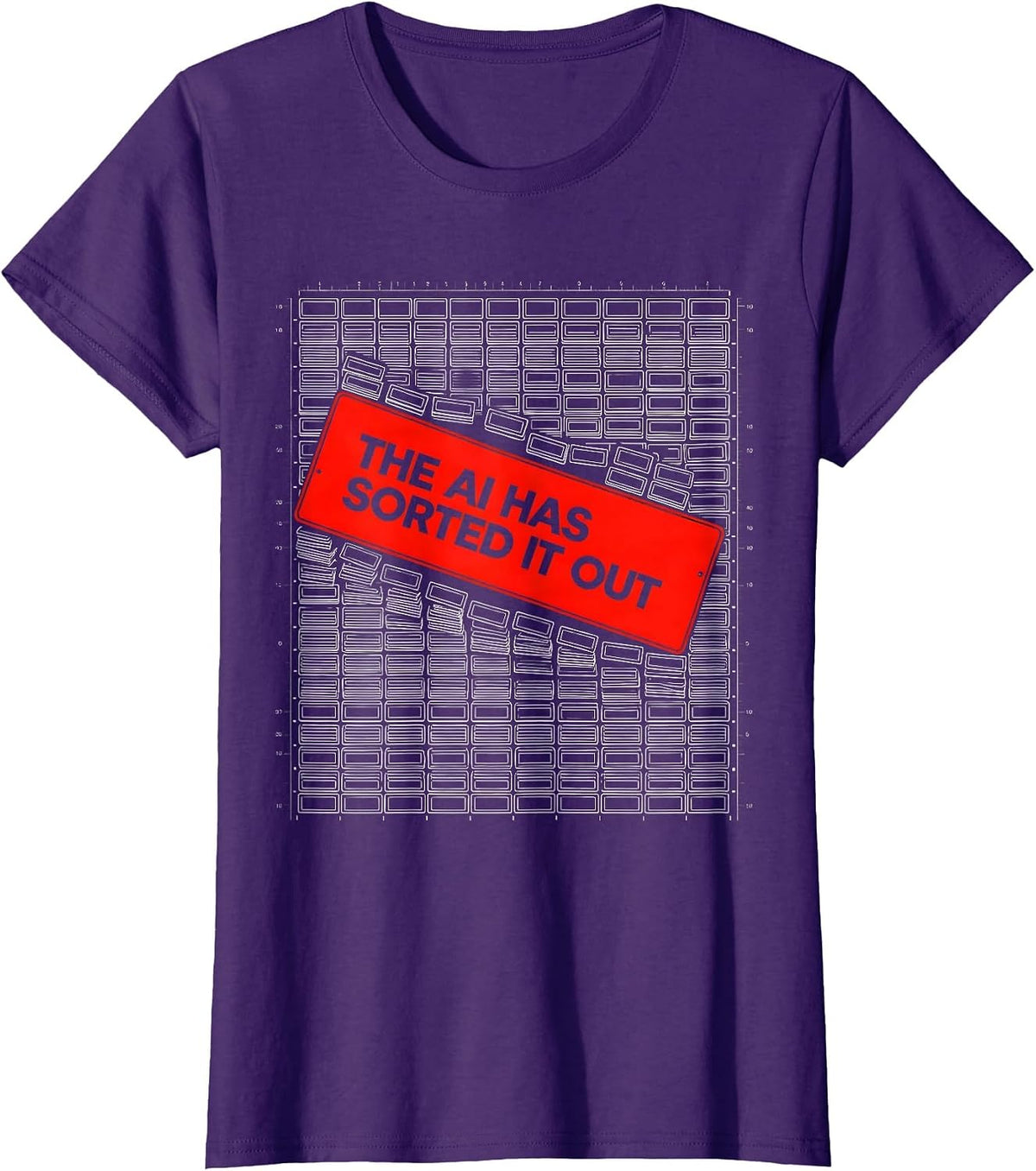 Women's The AI Has Sorted It Out New Wave Typography Tech Humor T-Shirt - Purple