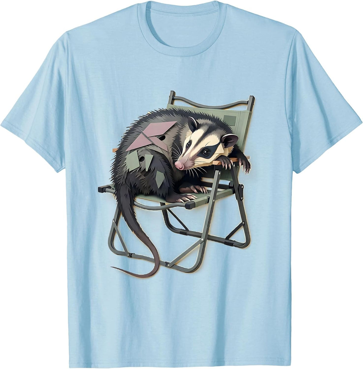 Men's Rigid Opossum Paper Cutout Funny Animal Meme T-Shirt - Baby Blue