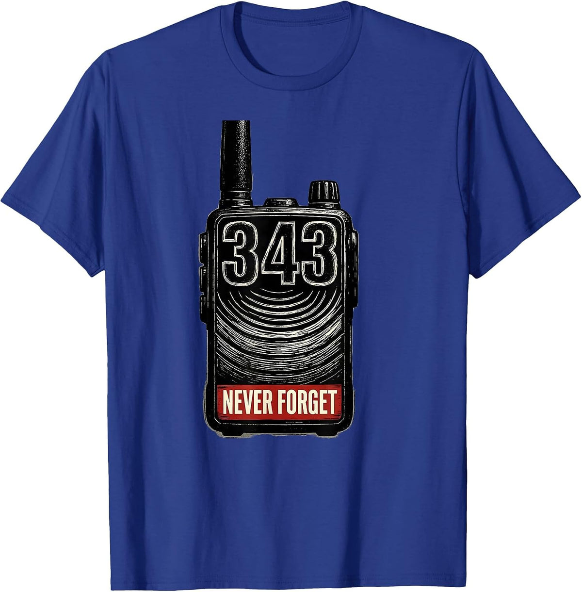 Men's Never Forget 343 Firefighter Memorial Tribute Scratchboard T-Shirt - Royal Blue