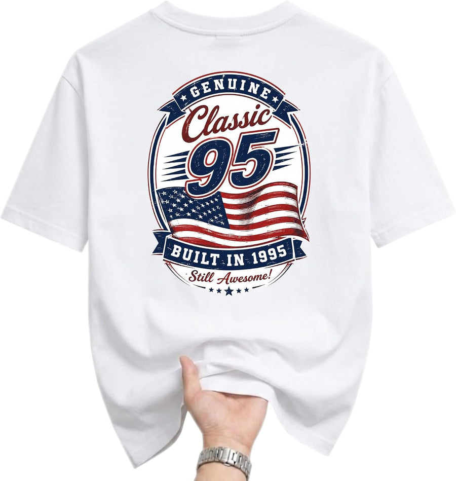 Graphic Tee Classic 95 Built in 1995 Still Awesome Vintage Style Unisex Crew Neck Casual Everyday Printed T-Shirt - As