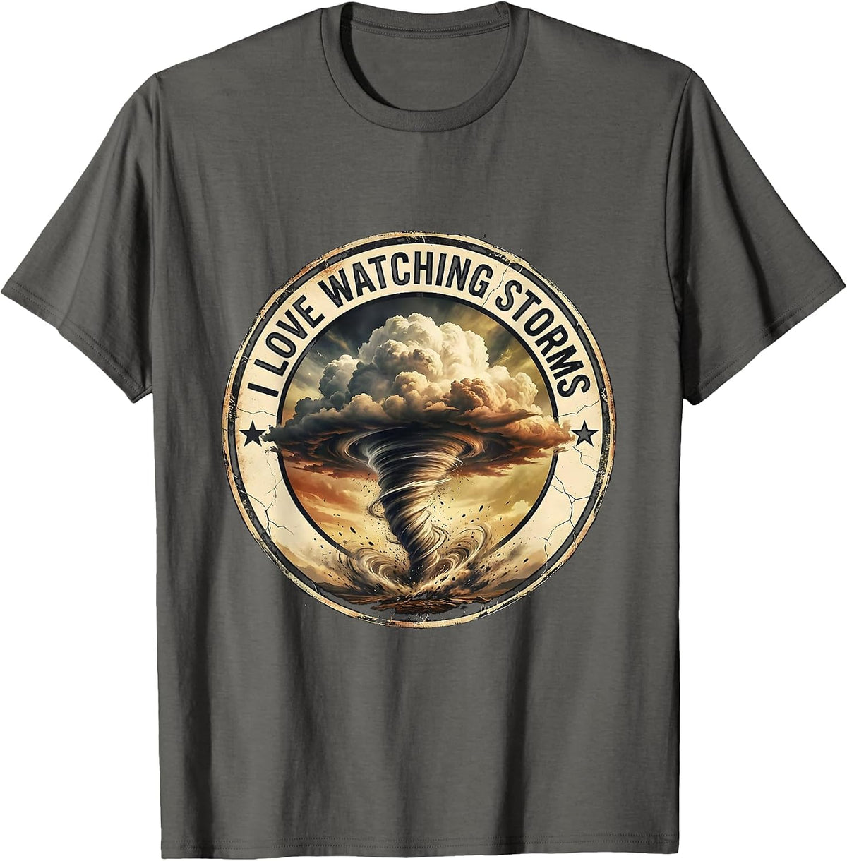 Men's I Love Watching Storms Distressed Funny Storm Chaser T-Shirt - Asphalt Grey