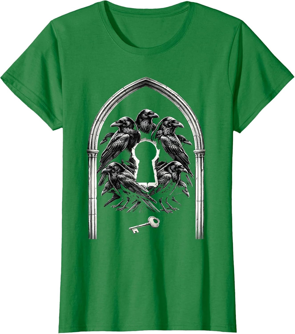 Crow Murder Silhouettes Gothic Humor Bird Lover Halloween T-Shirt - Kelly Green