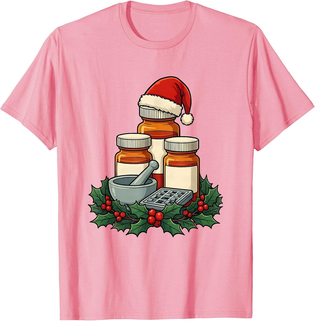 Men's Pharmacy Crew Christmas Matching Squad Holiday Humor T-Shirt - Pink