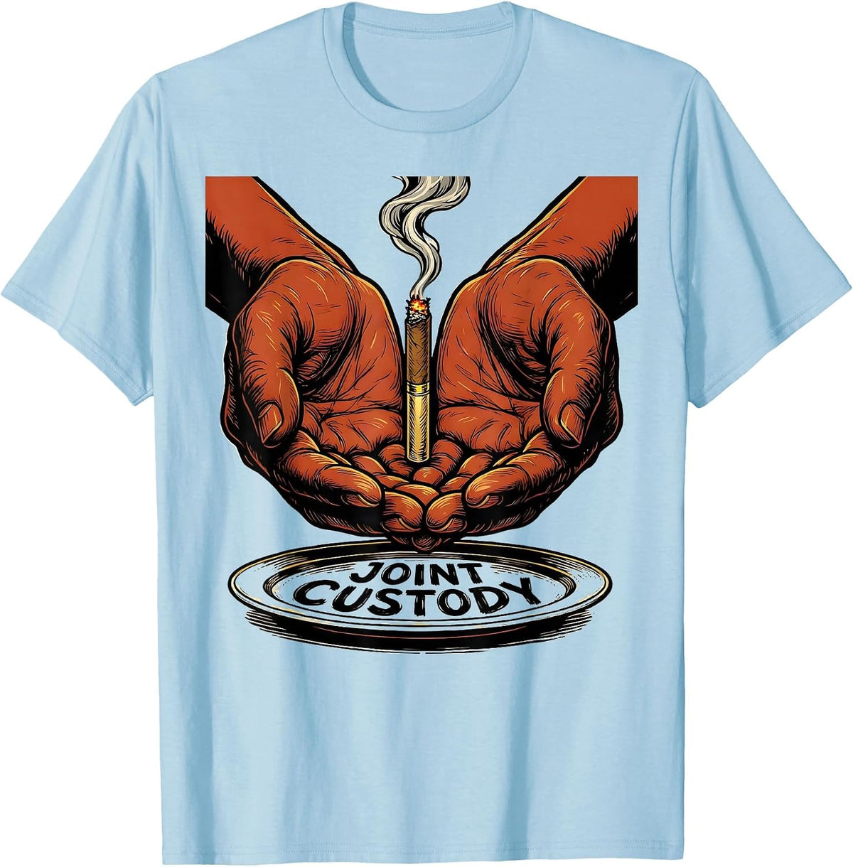 Men's Joint Custody Funny Stoner Cannabis Humor Novelty T-Shirt - Baby Blue