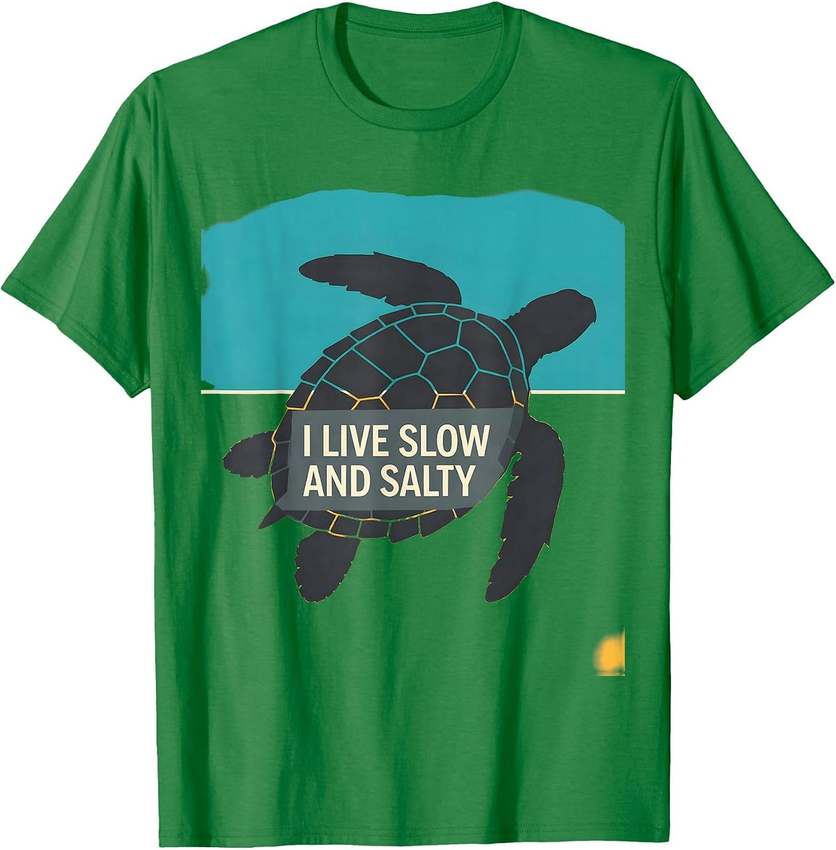 Men's I Live Slow And Salty Funny Sea Turtle Lover Beach Humor T-Shirt - Kelly Green