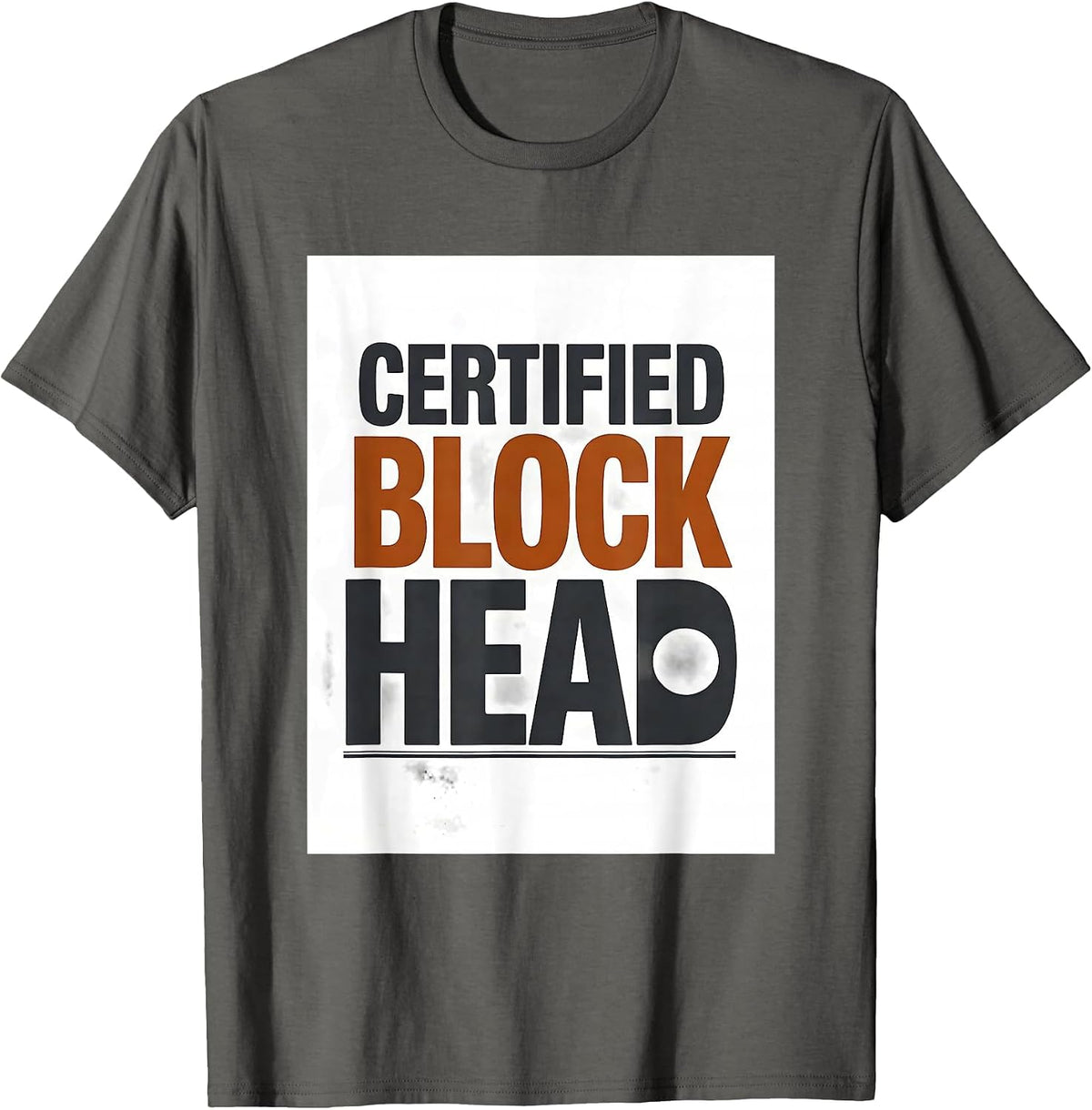 Men's Certified Block Head Funny Mechanic Garage Gift T-Shirt - Asphalt Grey
