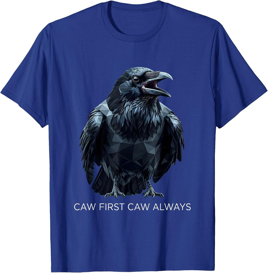 CAW First CAW Always Crow Lover Design T-Shirt - Royal Blue