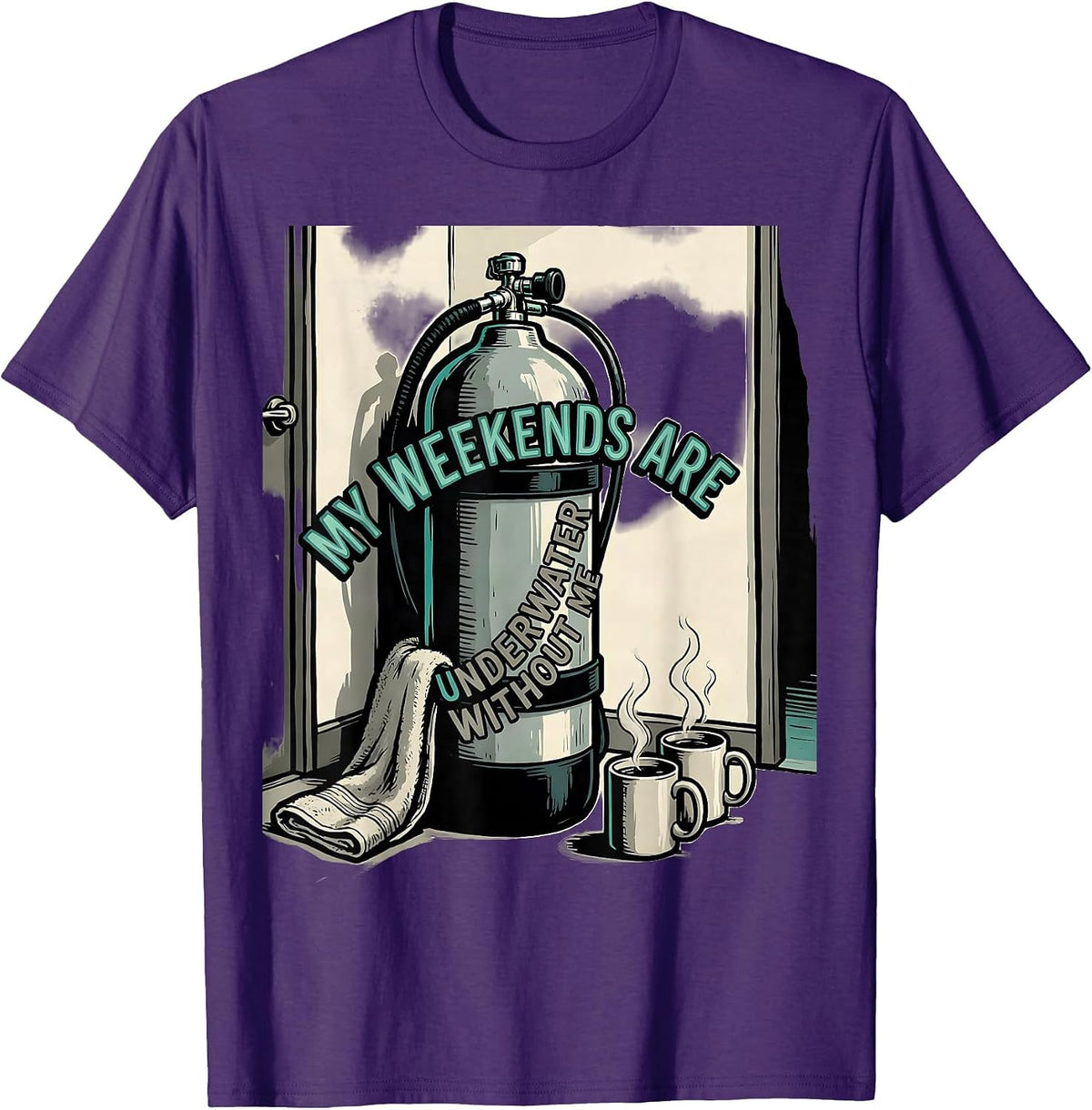 Men's My Weekends Are Underwater Without Me Funny Scuba Diver T-Shirt - Purple
