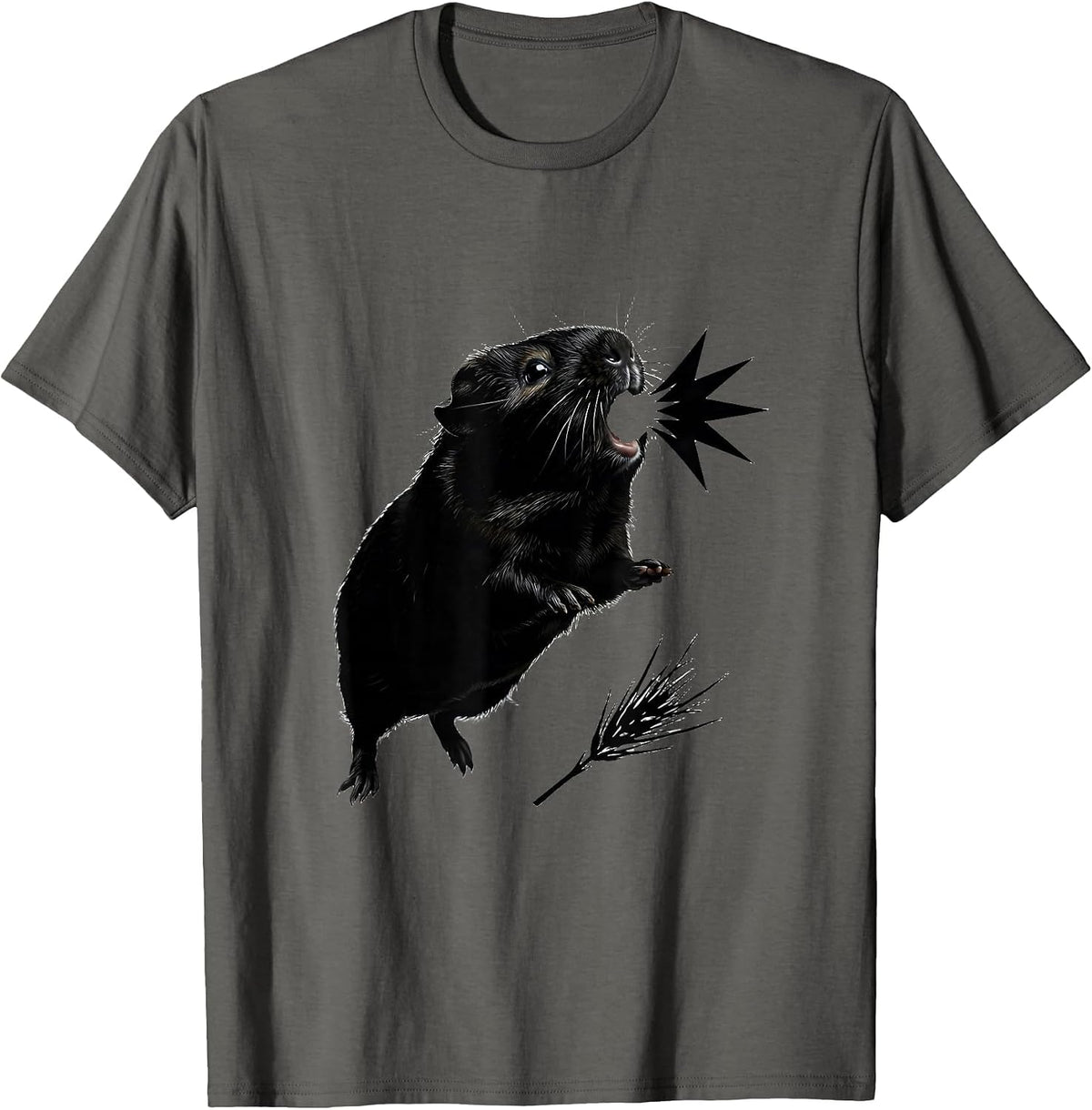Men's Guinea Pig Leap Cute Cartoon Pig Lover Humor T-Shirt - Asphalt Grey