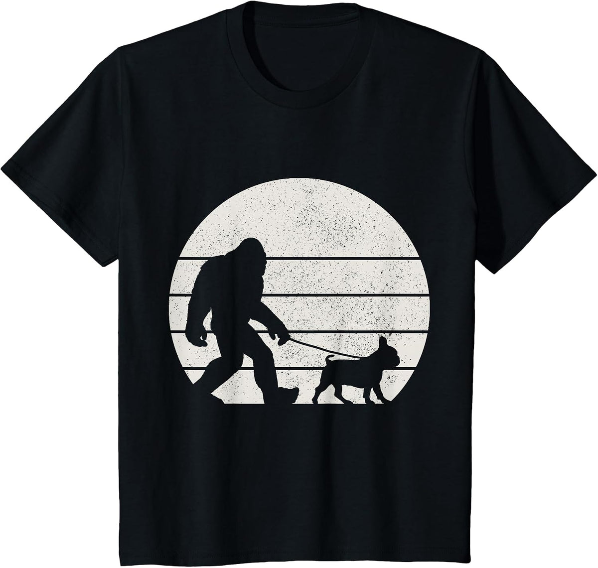 Bigfoot Walking French Bulldog Funny Dog Frenchie Mom Dad T-Shirt - Black