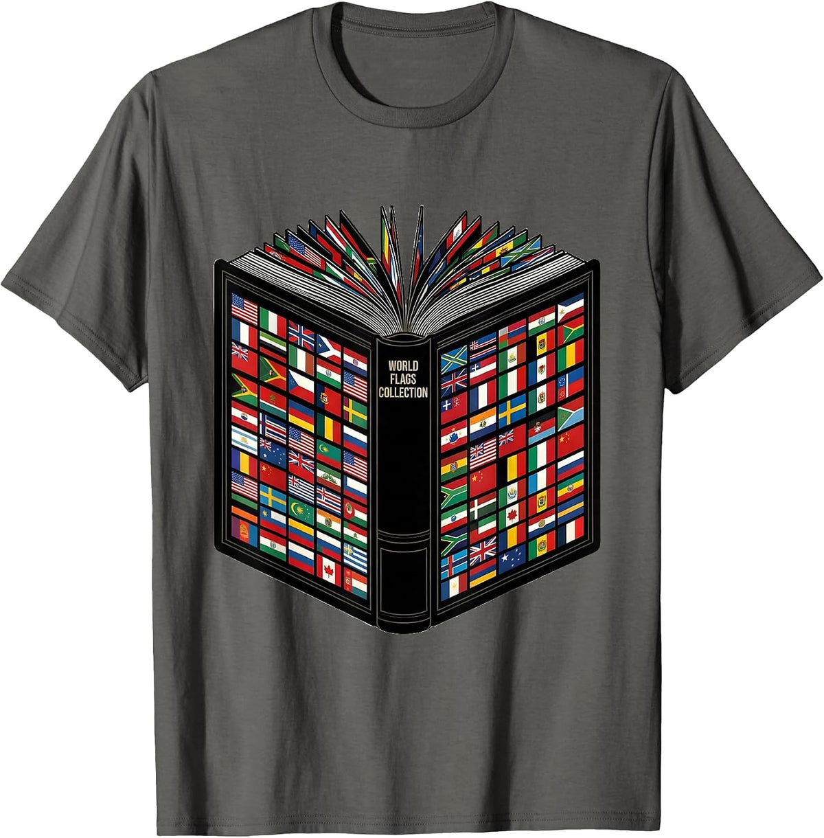 Men's World Flags Collection Geography Lover Travel Enthusiast T-Shirt - Asphalt Grey