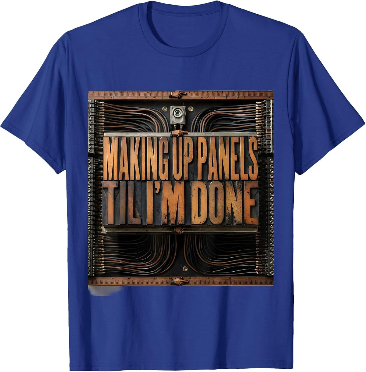 Men's Making Up Panels Til I'm Done Funny Electrician Skeleton T-Shirt - Royal Blue