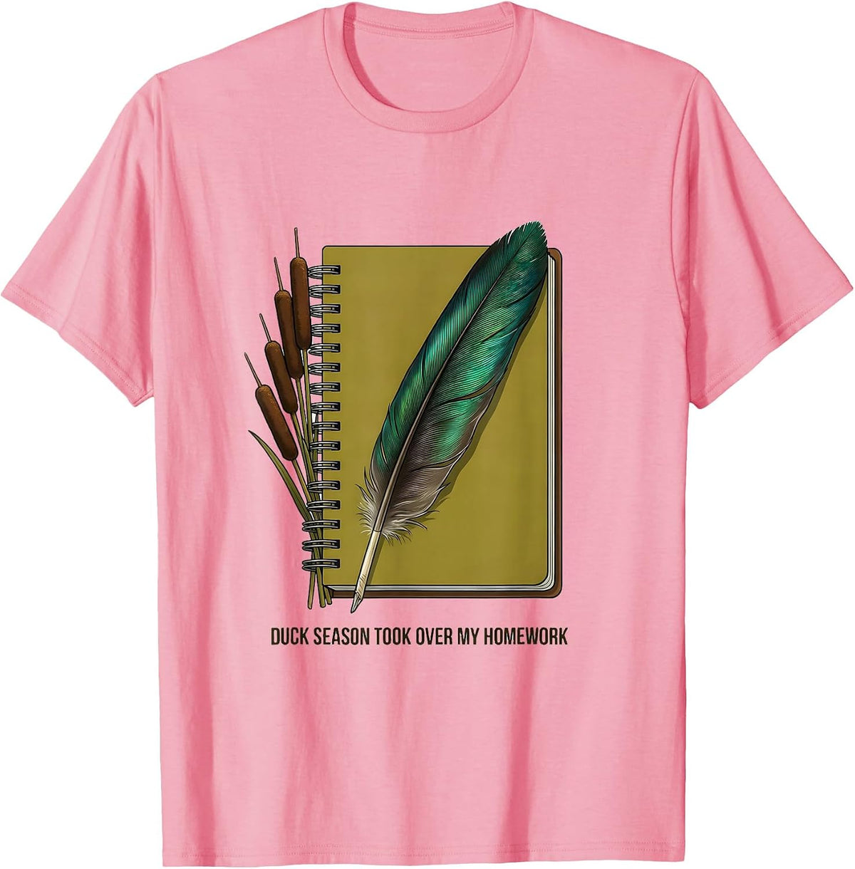 Men's Duck Season Took Over My Homework Rustic Hunting Youth Humor T-Shirt - Pink