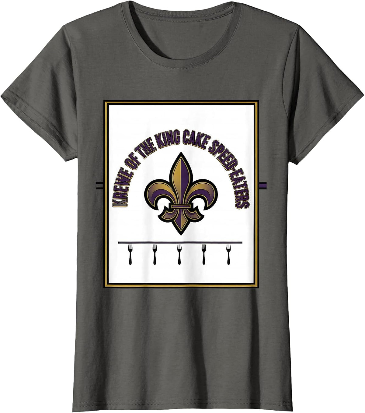Women's Krewe Of The King Cake Speed-Eaters Sports Mardi Gras Party T-Shirt - Asphalt Grey