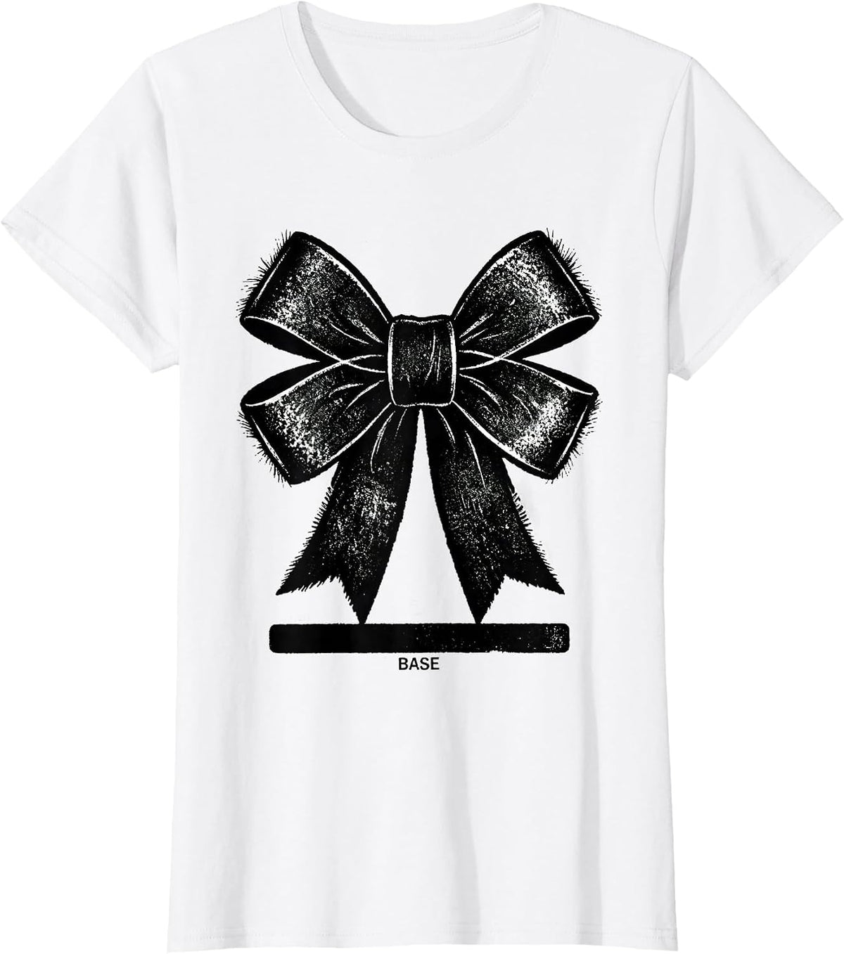 Women's Base Rubber Stamp Coquette Cheer Bow Cheerleader Sport T-Shirt - White