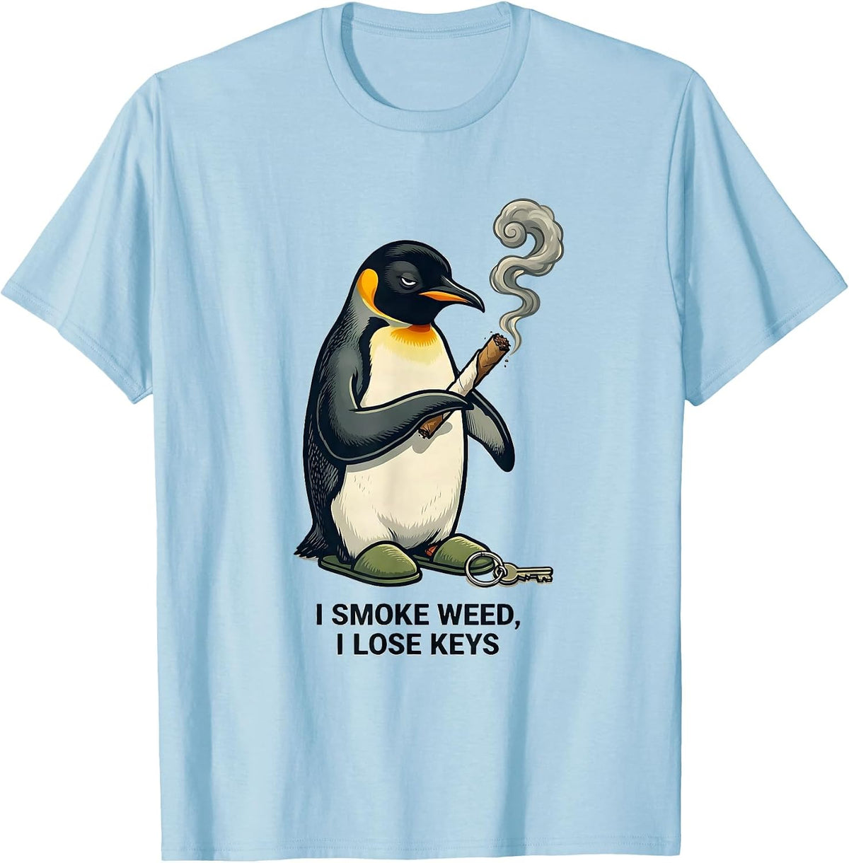 Men's I Smoke Weed, I Lose Keys Funny Stoner Cannabis Humor T-Shirt - Baby Blue
