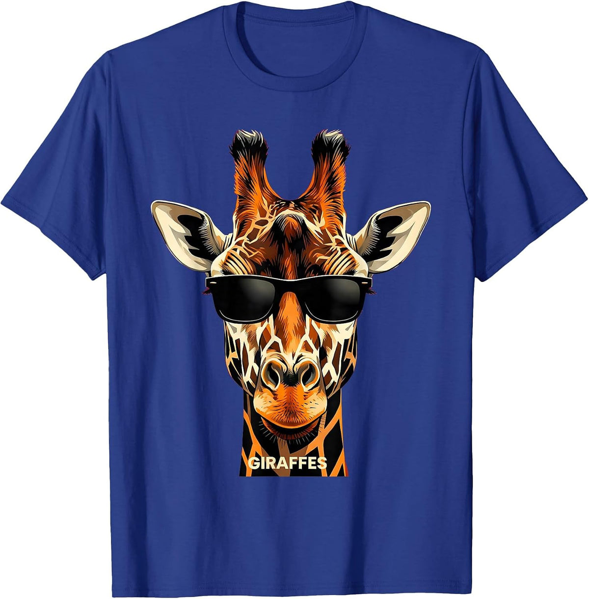 Men's Giraffes Stencil Graphic Mascot Sunglasses Team Spirit T-Shirt - Royal Blue
