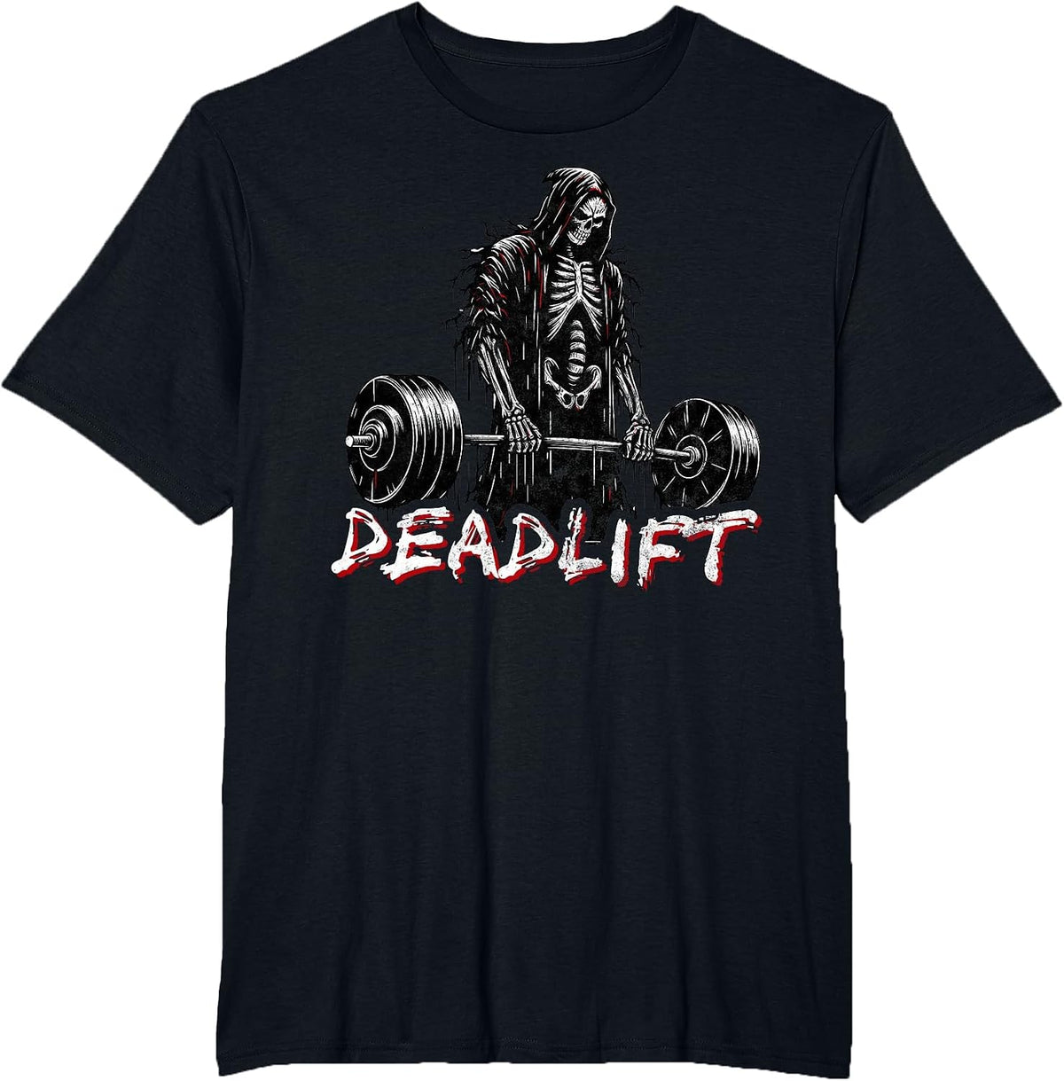 Deadlift Skeleton Halloween Gym Jokes Weightlifting Workout T-Shirt - Black