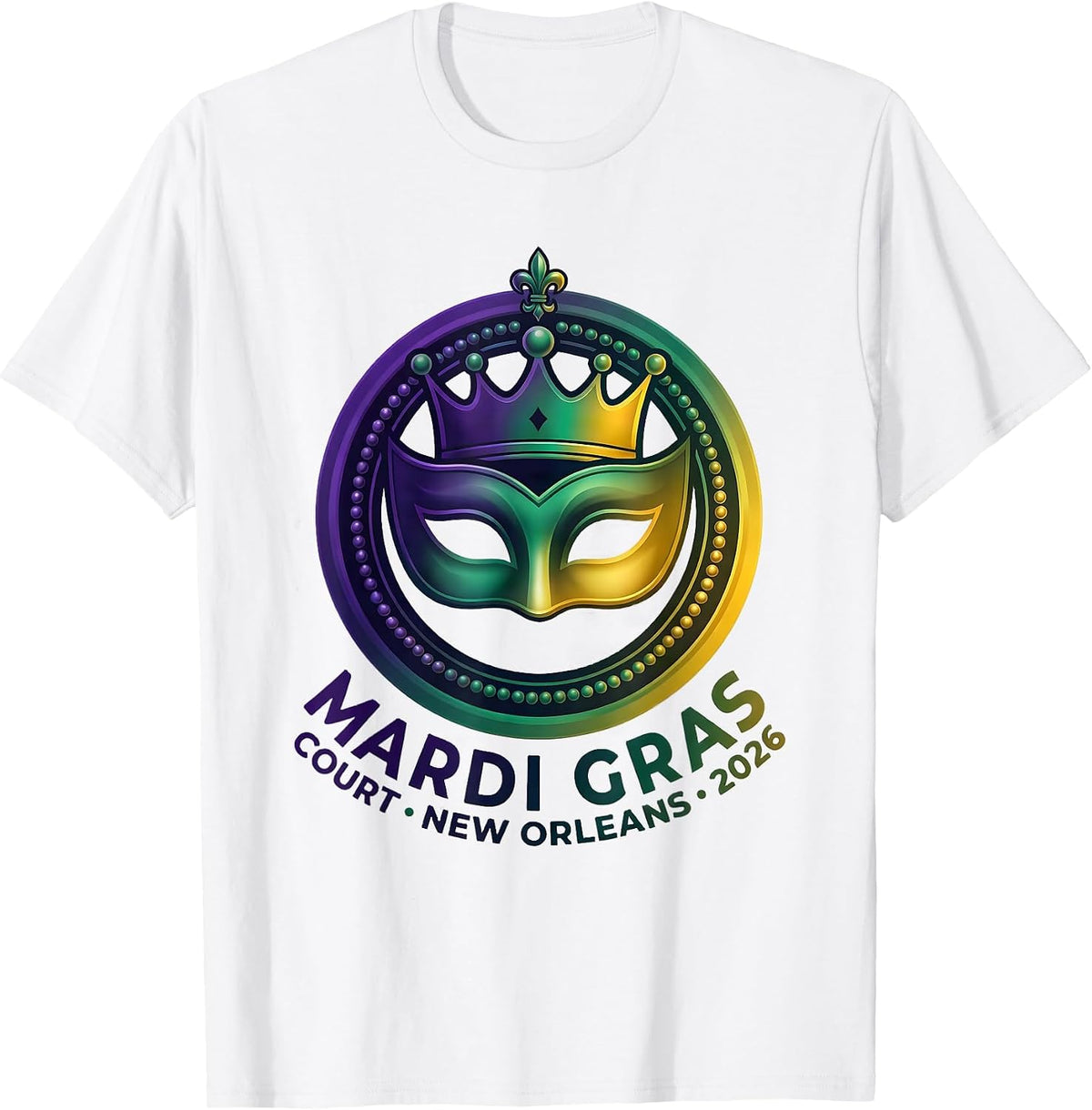 Men's Mardi Gras Court New Orleans 2026 Carnival Party Costume T-Shirt - White