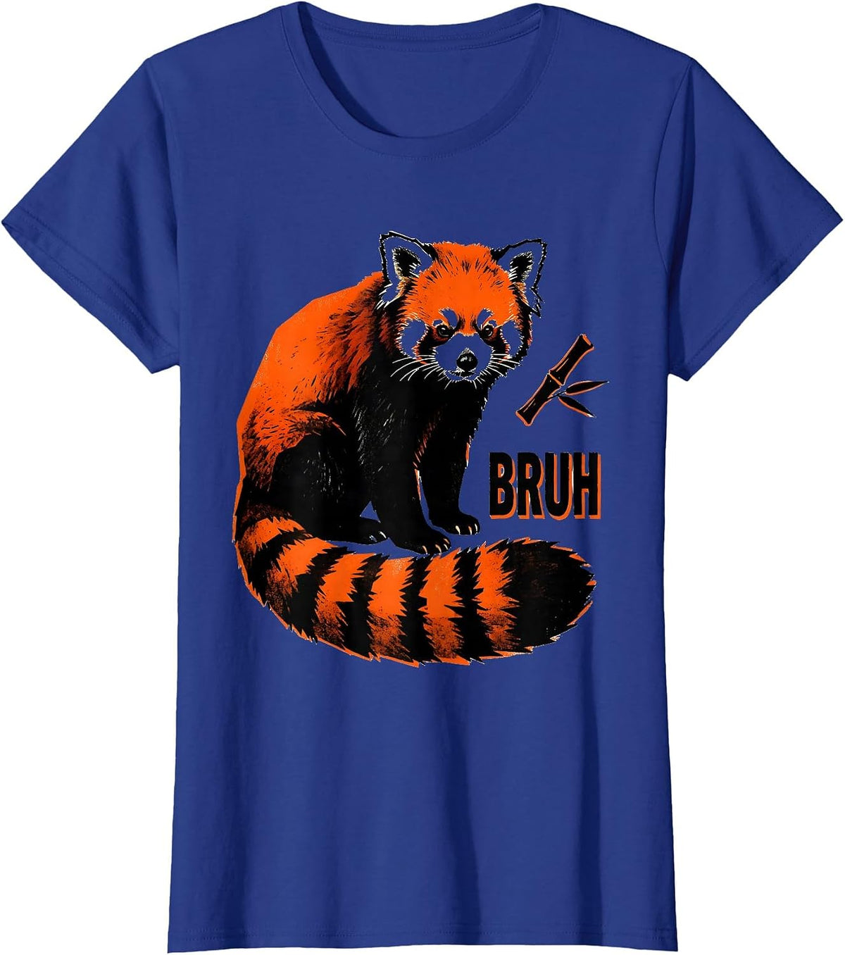 Women's Bruh Oversized Rust-Red Panda Stencil Graphic Novelty Animal T-Shirt - Royal Blue