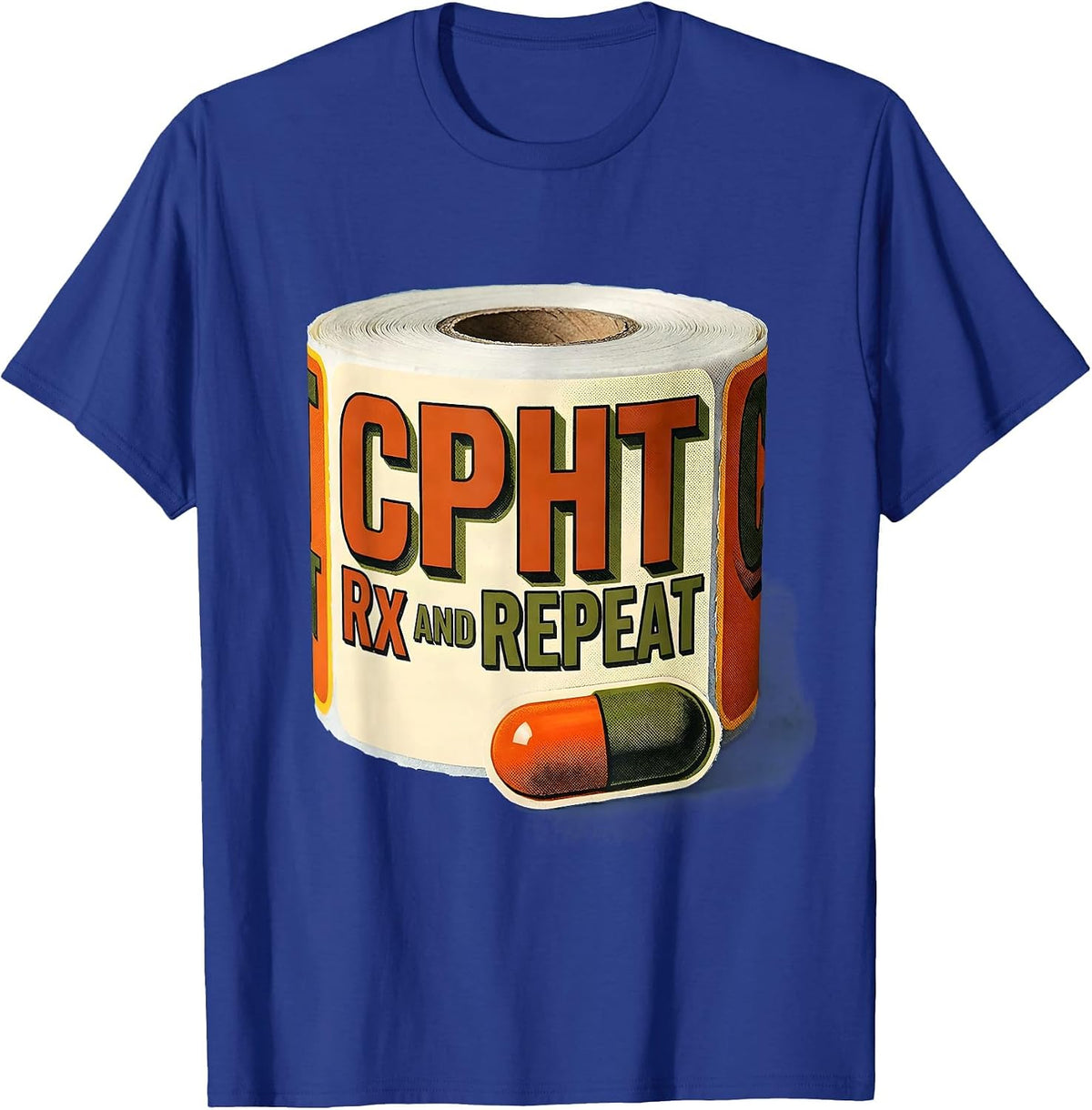 Men's CPhT Rx And Repeat Cute Pharmacy Technician Humor T-Shirt - Royal Blue