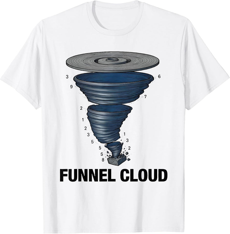 Funnel Cloud Exploded View Technical Storm Chaser T-Shirt - White