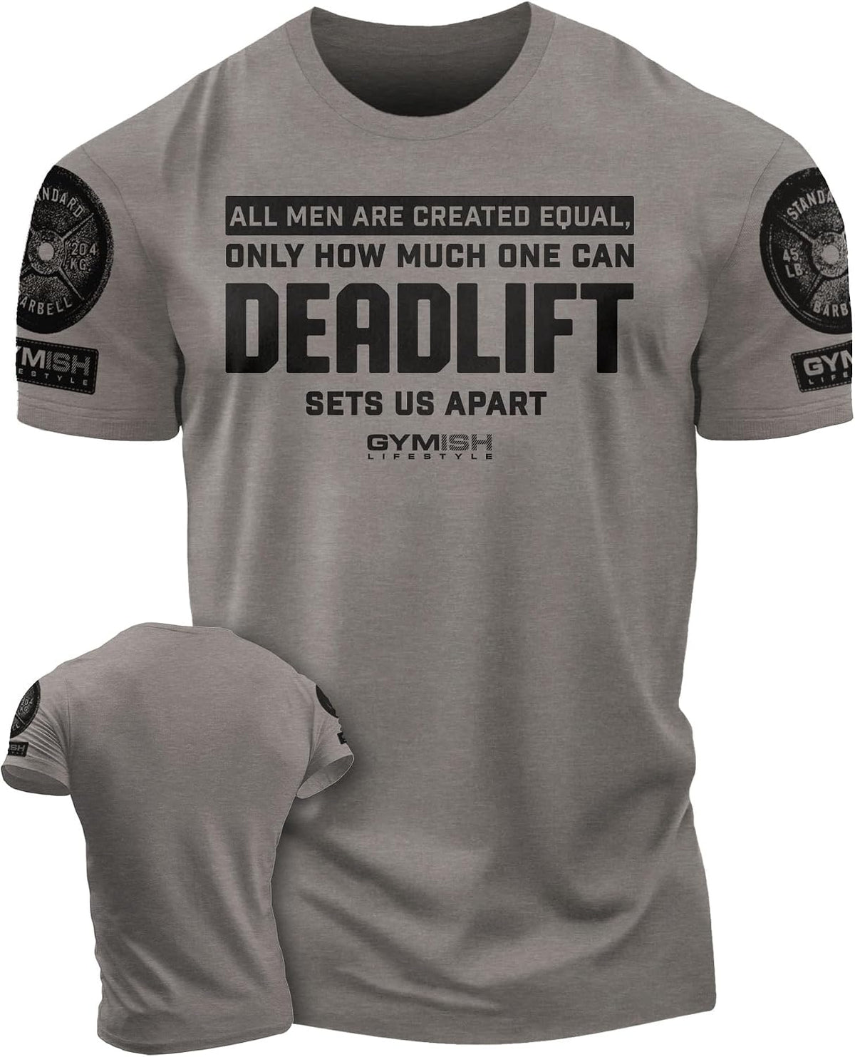 Created Equal Deadlift Men's Graphic T-shirts, Short Sleeve Sports shirt - 3. Equal Deadlift Warm Grey Branded