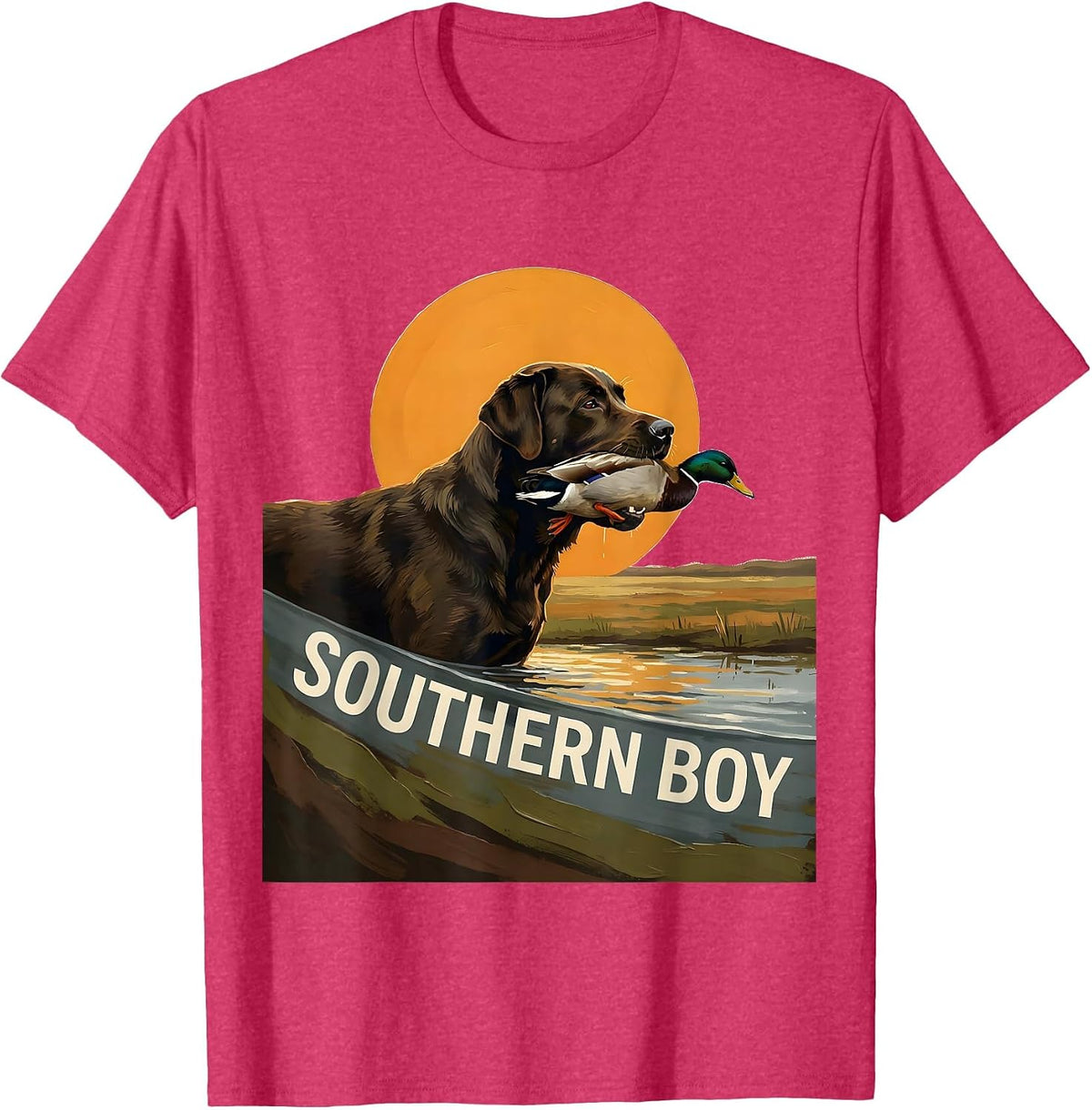 Southern Boy Vintage Labrador Duck Hunting Rural Heritage T-Shirt - Red Heather