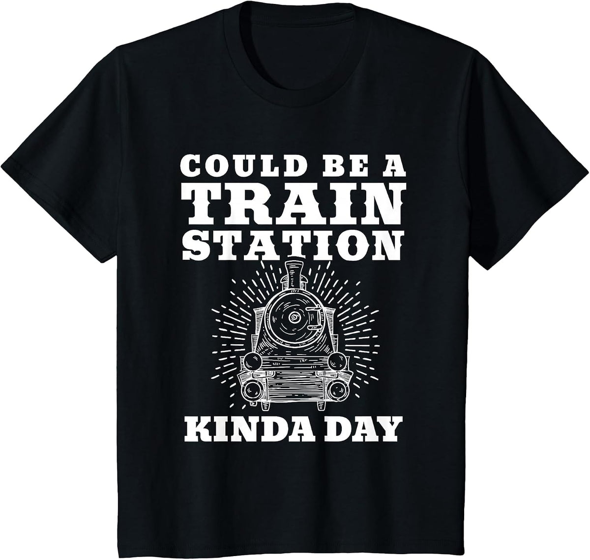 Train Station Kinda Day - Funny Retro Model Train & Railroad T-Shirt - Black