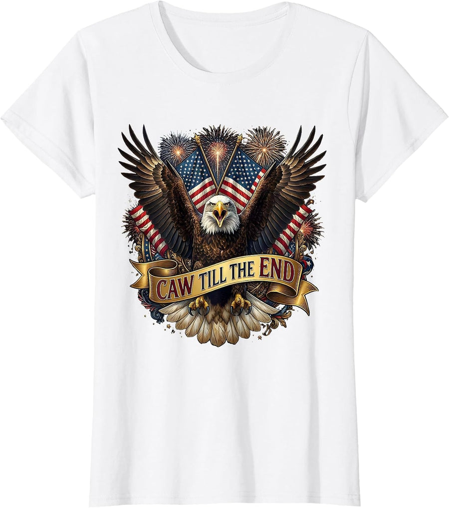 Women's Caw Till The End Crow Lover Design T-Shirt - White