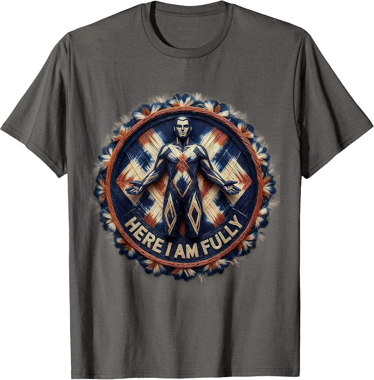 Here I Am Fully Hineni Bold Statement Design T-Shirt - Asphalt Grey