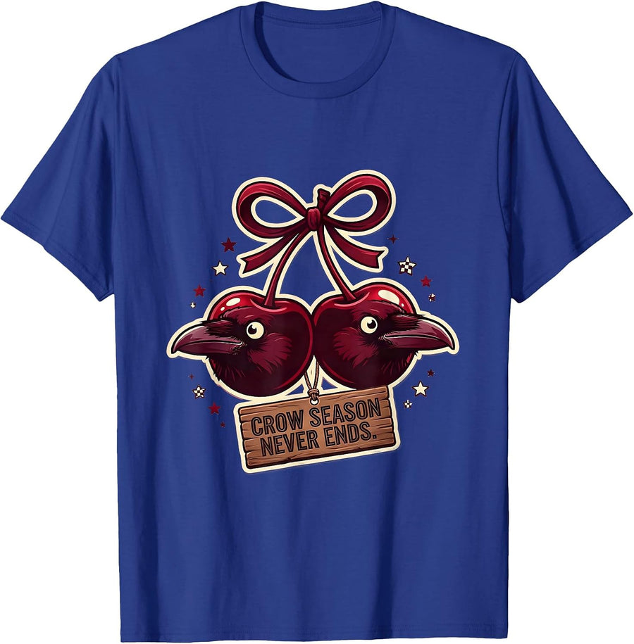 Crow Season Never Ends Bird Lover Design T-Shirt - Royal Blue