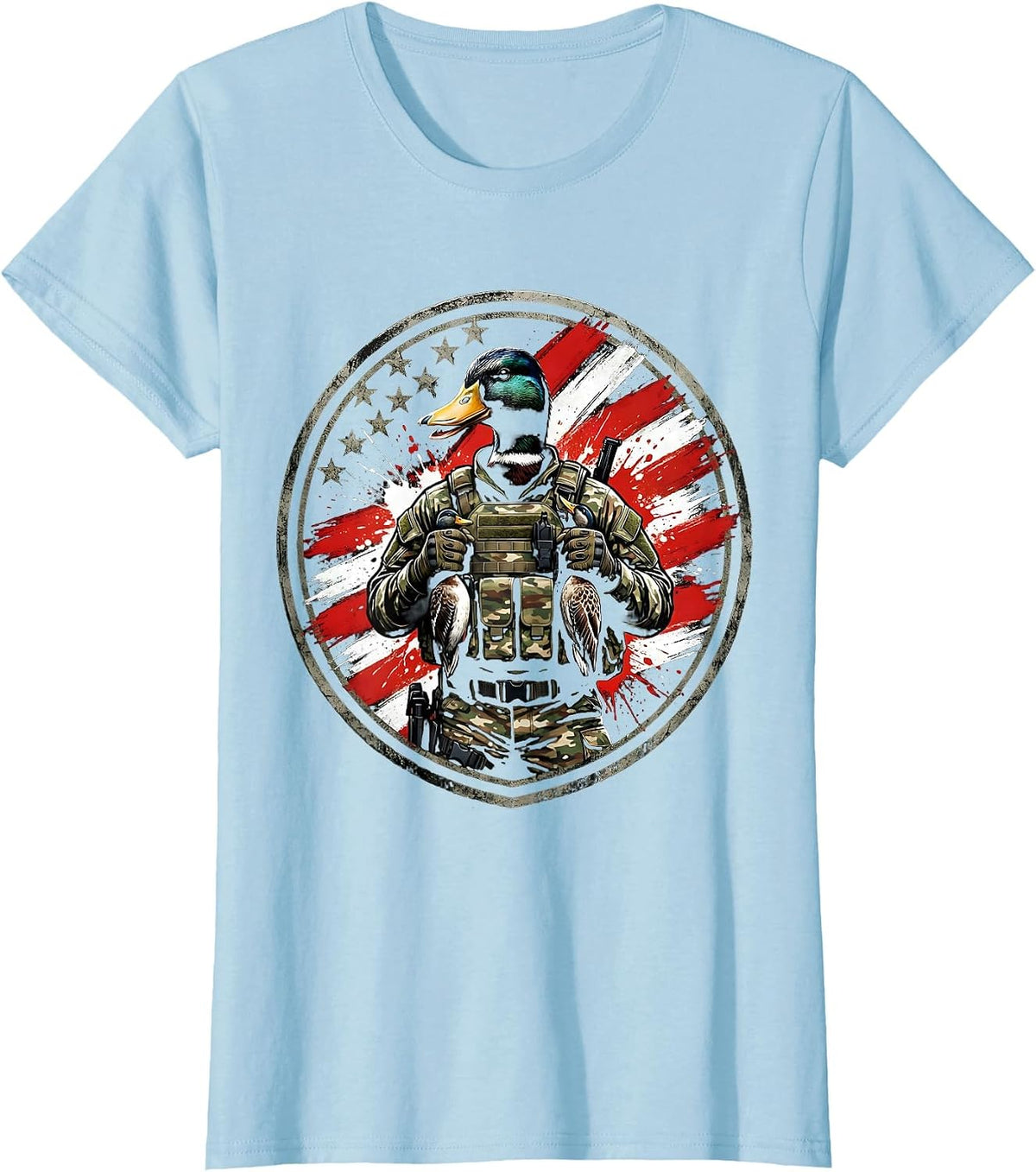 Duck Hunter Camo Gear Decoy Illustration T-Shirt - Baby Blue