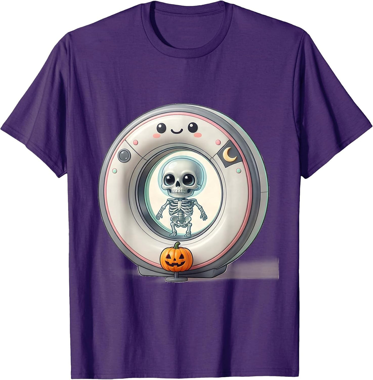 Men's Cute Kawaii CT Scanner Skeleton Halloween Radiology Tech T-Shirt - Purple