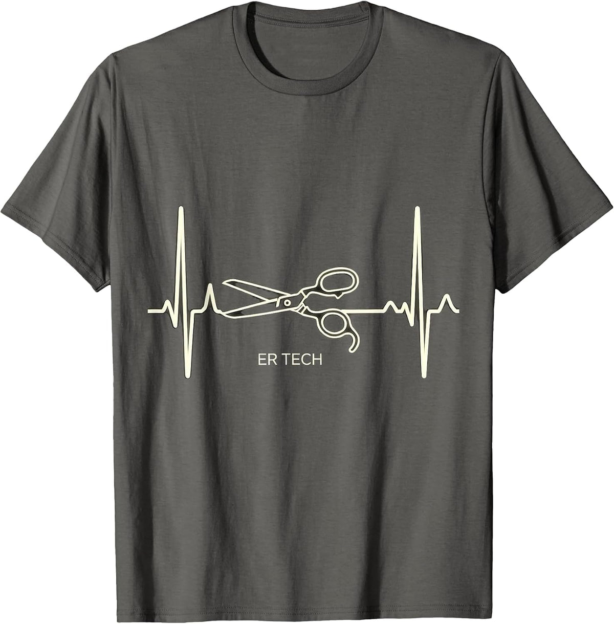 ER Tech Monochromatic EKG Pulse Line Medical Humor T-Shirt - Asphalt Grey