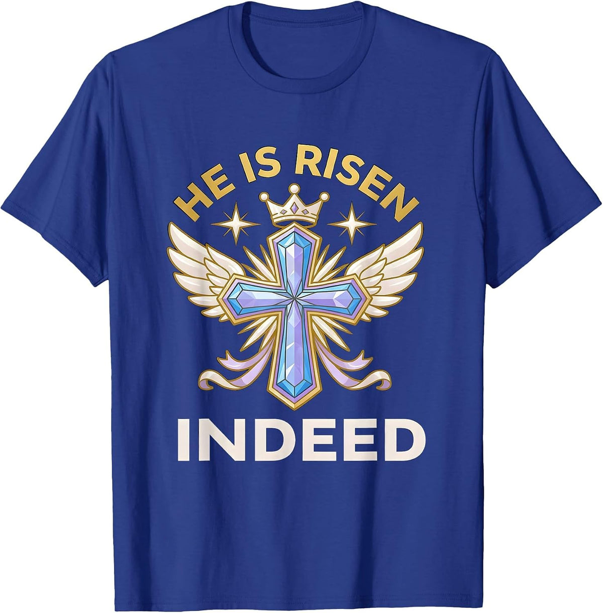 He Is Risen Indeed Easter Faith Design T-Shirt - Royal Blue