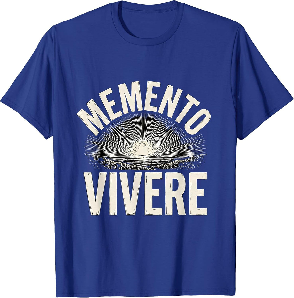 MEMENTO VIVERE Stoic Philosophy Memento Mori Quote T-Shirt - Royal Blue