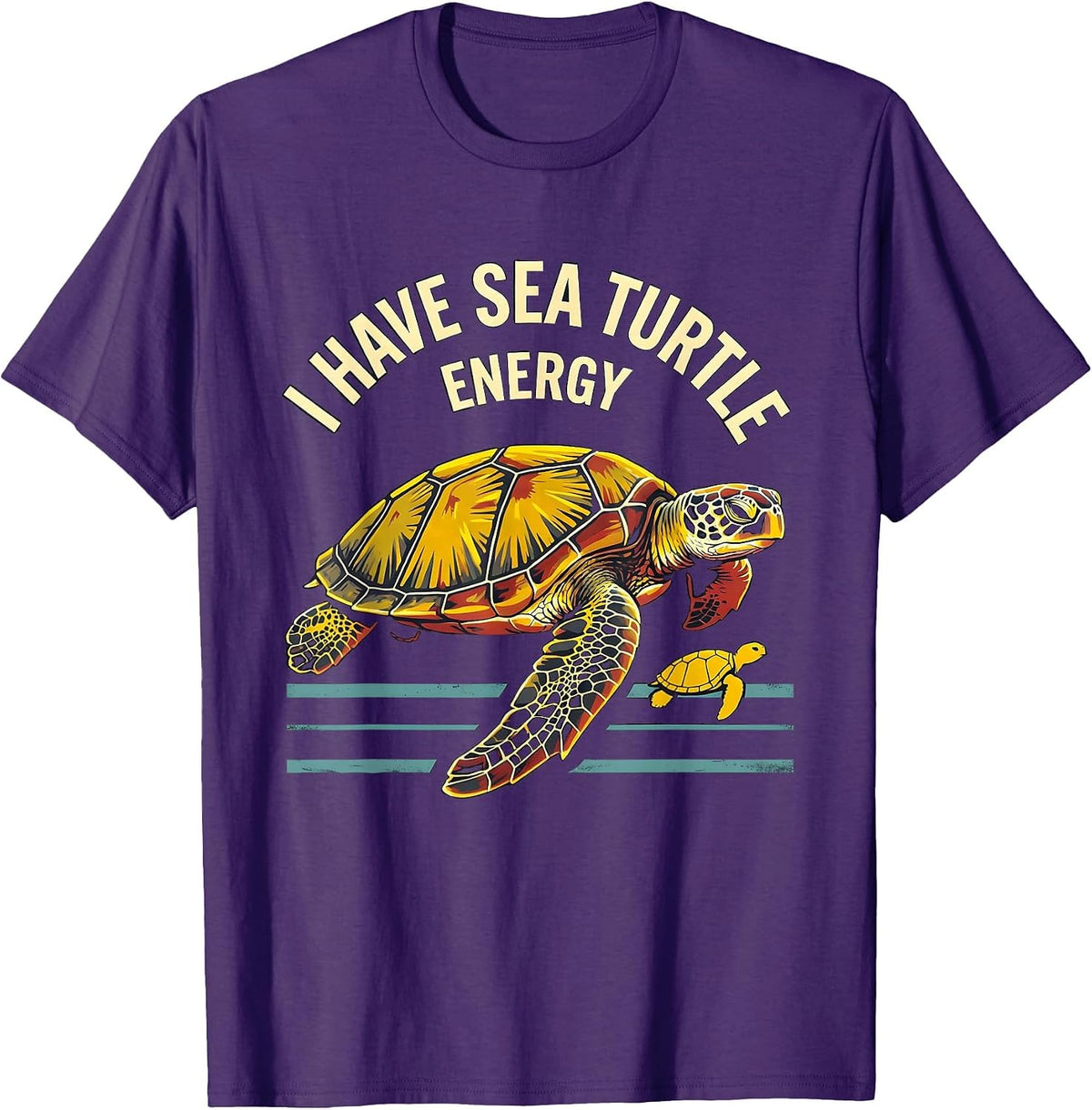 Men's I Have Sea Turtle Energy Stencil Graphic Sea Turtle Lover T-Shirt - Purple