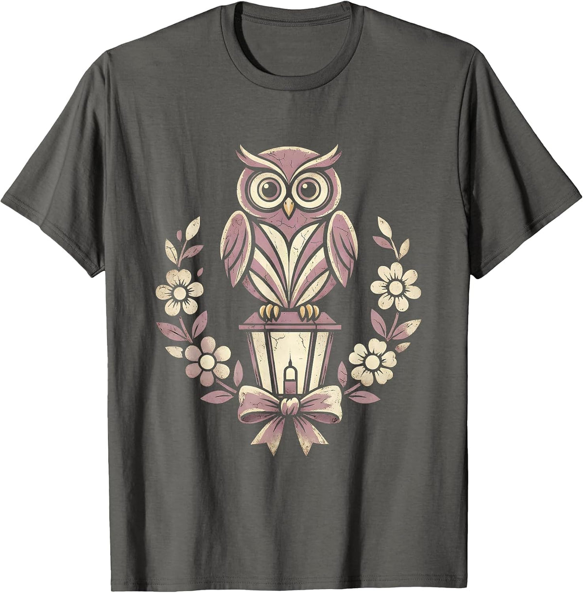 Men's Owl on Lantern Girls Halloween Graphic T-Shirt - Asphalt Grey