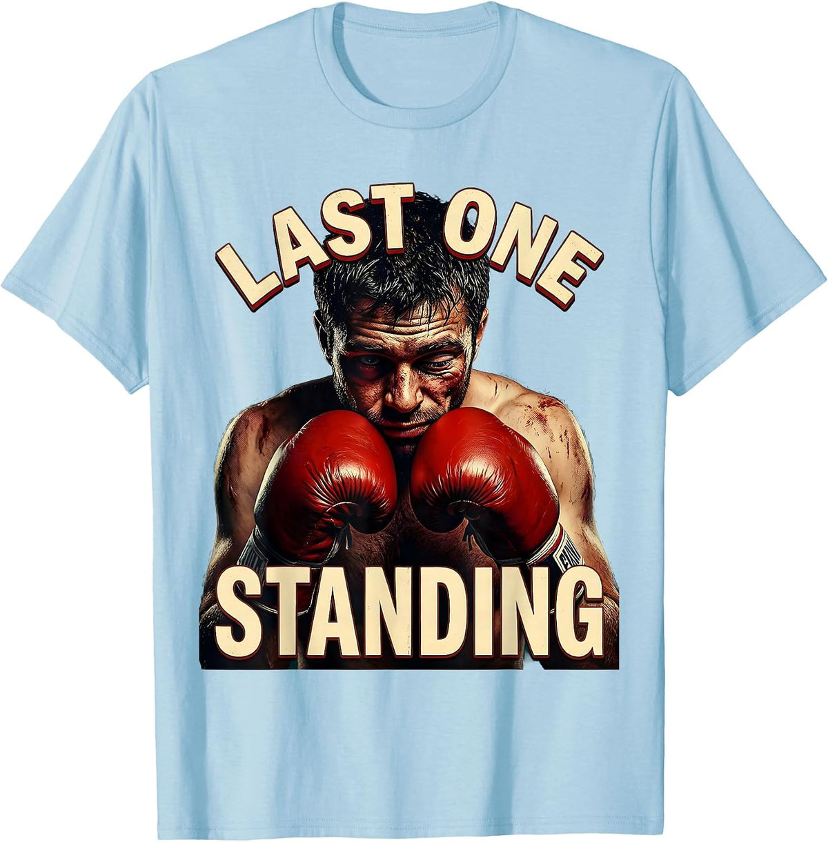 Men's Last One Standing Boxing Graphic Design T-Shirt - Baby Blue