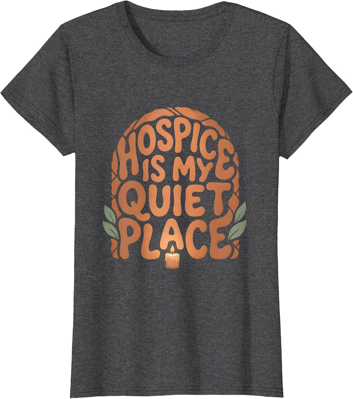 Women's Hospice Is My Quiet Place Boho Nurse Appreciation Gift T-Shirt - Dark Heather Grey