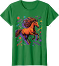 Women's Neon Horse Mid-Gallop Flowing Mane Graphic T-Shirt - Kelly Green